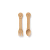 Bamboo Kids Fork and Spoon set have fun animal designs engraved on the handle.