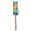 The 13" bamboo Spoontula includes a blue patterned cardstock package with care instructions.