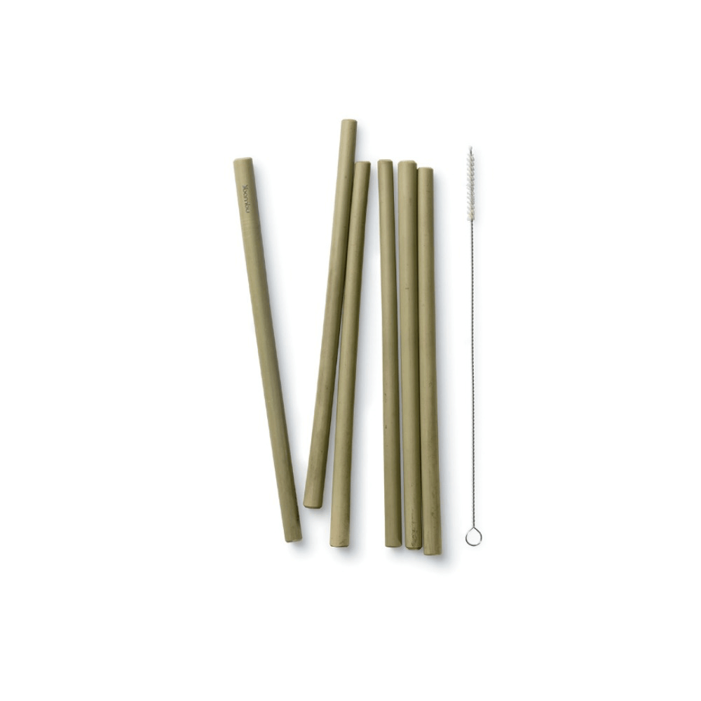 5 Bamboo Straw Kit - Luxury Quality: 5 Reusable Straws of 20cm/7.9 from The Signature Line by Bamboo Step and A Cleaning Brush in A Kraft Paper Box