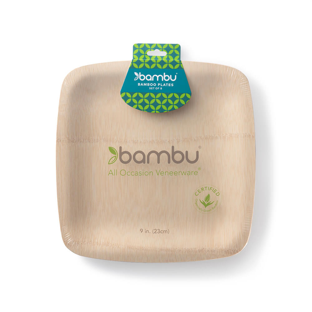 9" Veneerware® Square Bamboo Plates