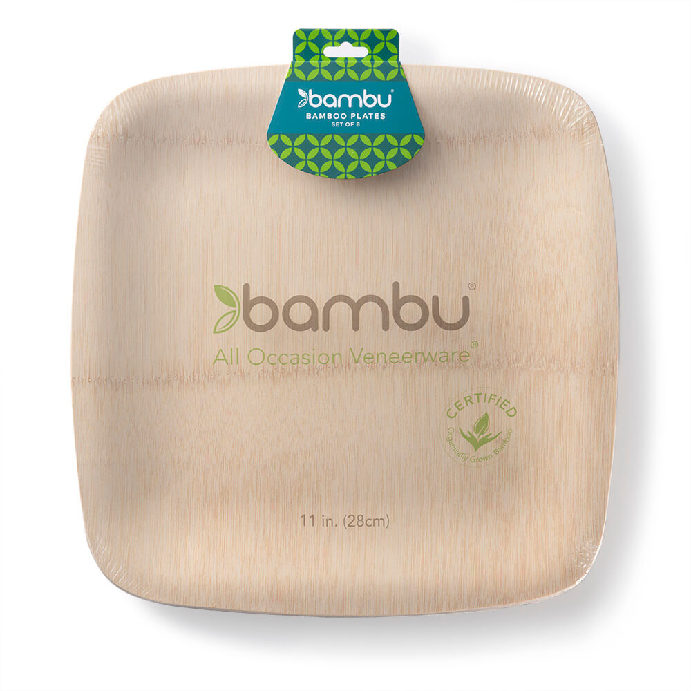 11" Veneerware® Square Bamboo Plates