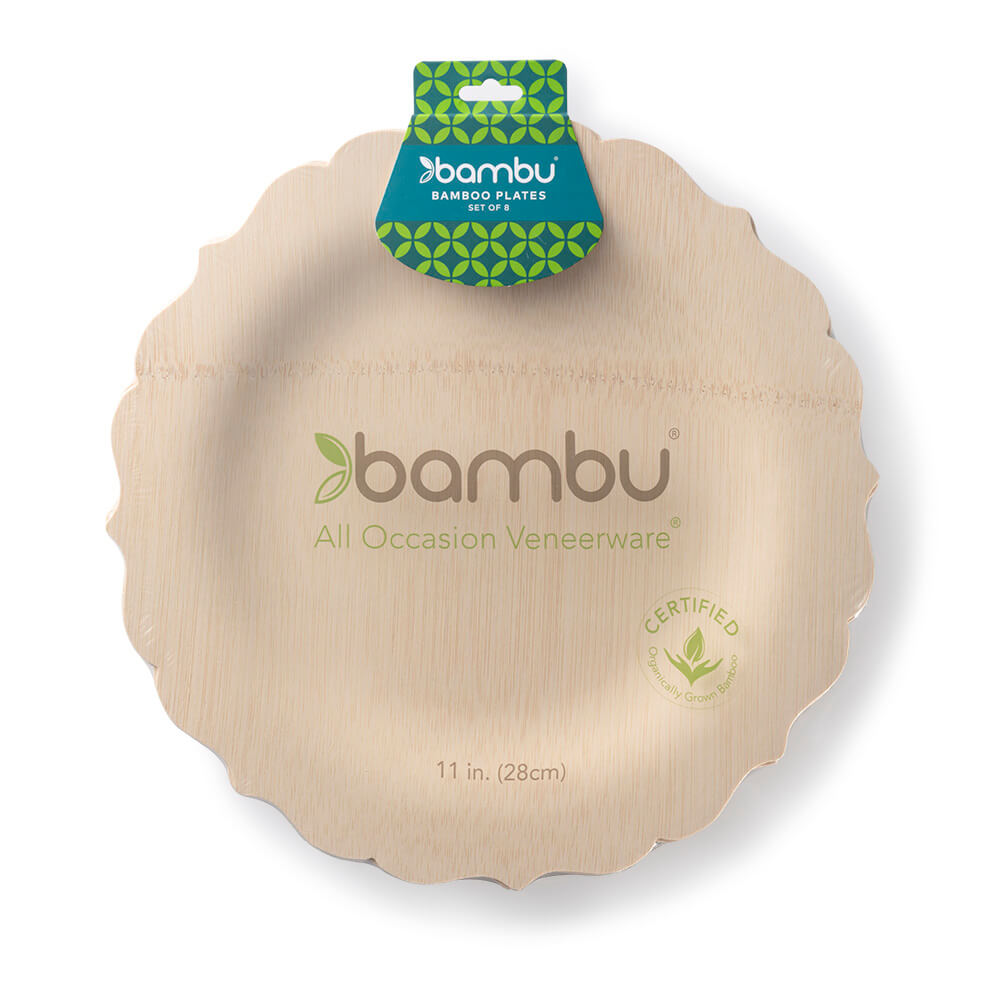 Veneerware® Fancy Bamboo Plates 11"