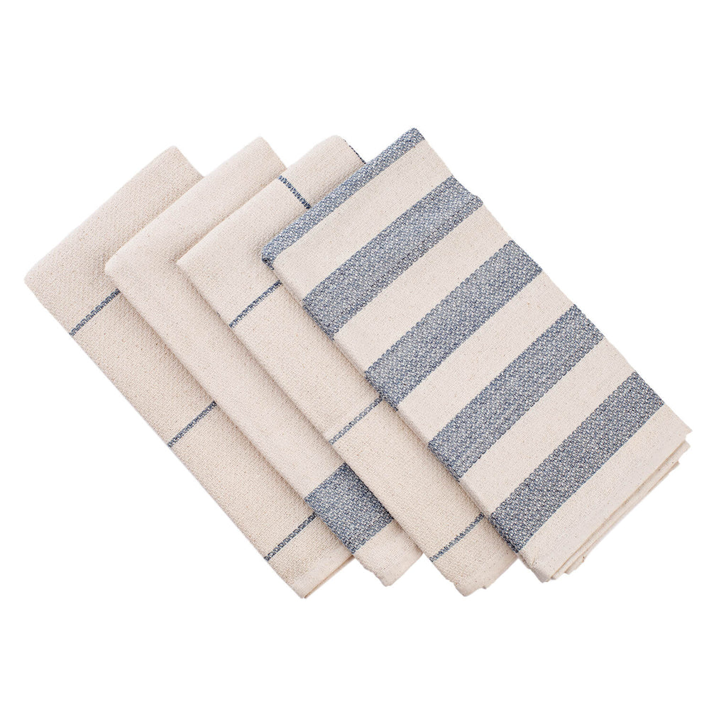 Meema Upcycled dish towels in a set of 4 coordinating stripe patterns.